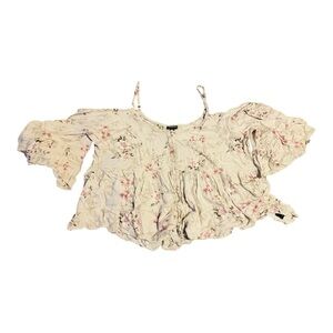 Torrid Cream Pink Ruffled 3/4 Sleeve Blouse